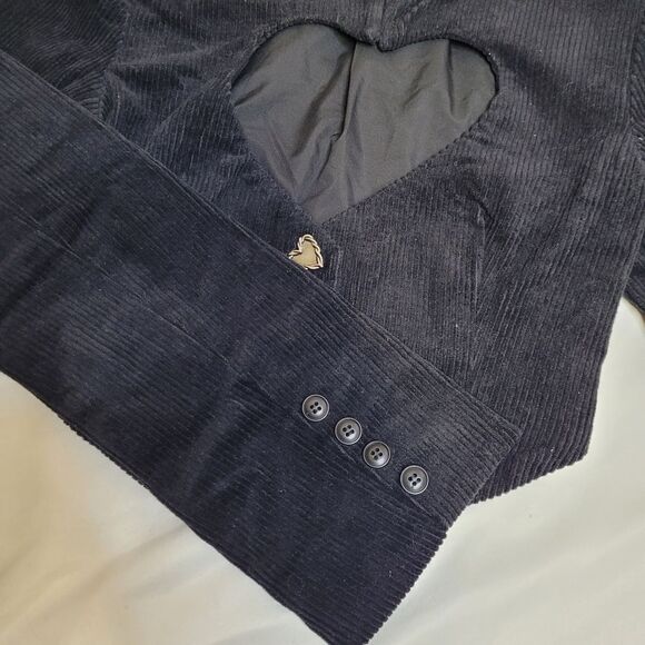 Y2K Blacklist goth witchy black corduroy heart cutout‎ bolero crop jacket S - Picture 7 of 9